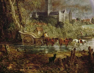 Katedra w Salisbury From the Meadows, 1831, szczegół z 1560